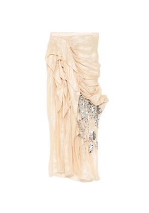 Biyan linen draped midi skirt - Neutrals