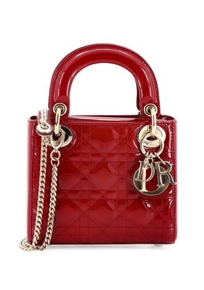 Christian Dior Pre-Owned Lady Dior Chain Bag Cannage Quilt Patent Mini satchel - Red