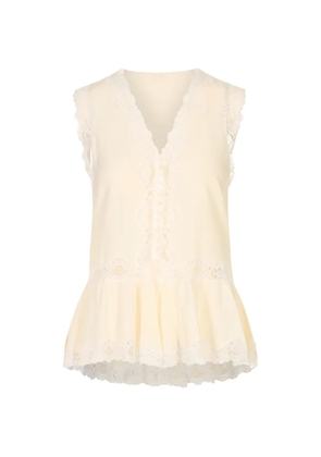 Chloé lace-trim sleeveless peplum blouse - White