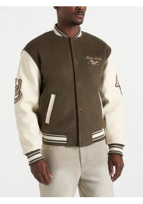Manière De Voir equestrian wool-blend varsity jacket - olive - Brown