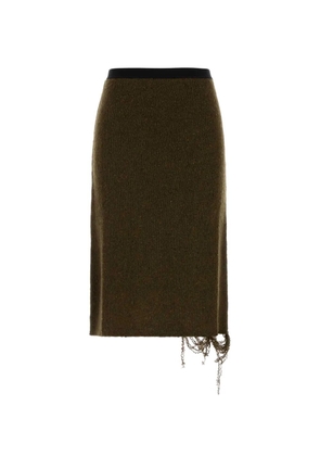 MM6 Maison Margiela distressed knitted midi skirt - Brown