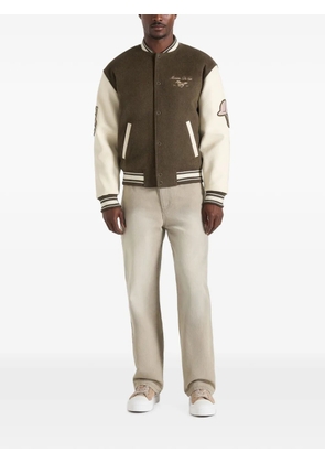 Manière De Voir equestrian wool-blend varsity jacket - olive - Brown