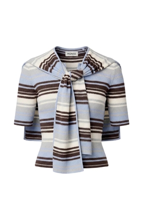 Monse scarf-detail striped sweater - Blue