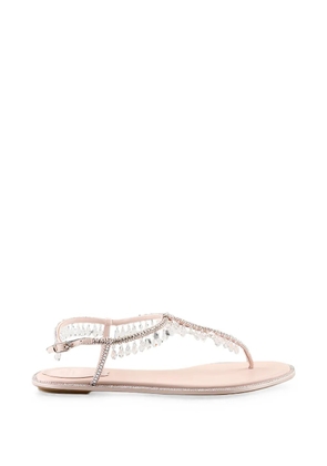 René Caovilla Diana crystal-embellished drop-pendant flat sandals - Pink