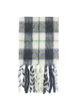 Burberry check-pattern fringed scarf - White