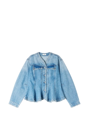 SANDRO pearl-embellishment denim jacket - Blue