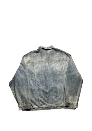 Balenciaga rhinestone-logo oversized denim jacket - Blue