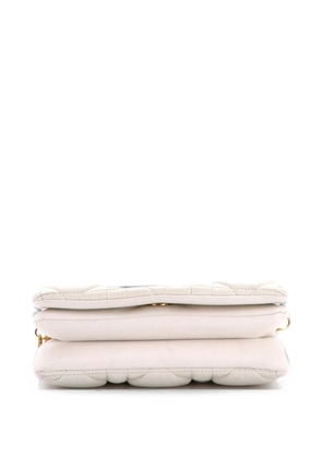 Christian Dior Pre-Owned Caro Flap Pouch with Chain Macrocannage Quilt Calfskin Mini crossbody bag - White