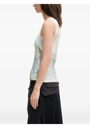 Andersson Bell lace-trim graphic-print top - Neutrals