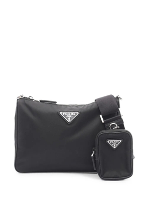 Prada Pre-Owned 2000s Saffiano-leather trim shoulder bag - Black