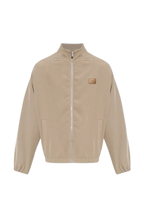 AMIRI logo-patch zip-up bomber jacket - Neutrals