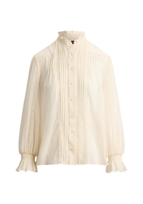 Lauren Ralph Lauren lace-trim pintucked blouse - Neutrals