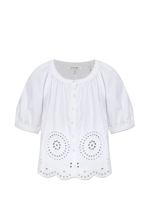 FRAME Eyelet Billow broderie-anglaise scalloped-hem top - White