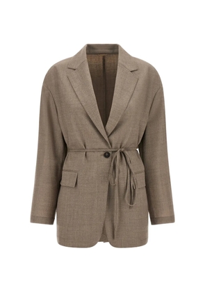 Brunello Cucinelli belted single-breasted blazer - Brown