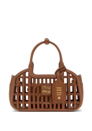 Miu Miu cage-design leather tote bag - Brown