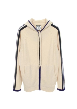 CHANEL Pre-Owned 1986-1988 side-stripe zip-up hoodie - Neutrals