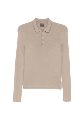 TEAM WANG design ribbed long-sleeve polo shirt - Brown