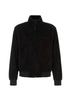 Gucci high-neck logo-embroidered jacket - Black