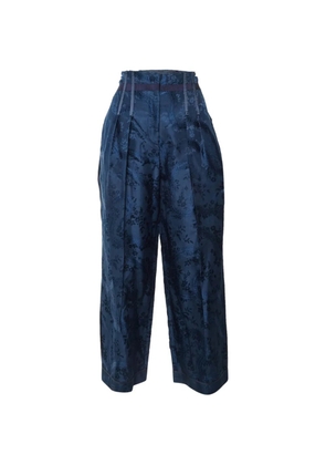 Prada Pre-Owned floral-jacquard pleated trousers - Blue