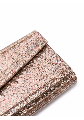 Jimmy Choo Candy glitter-embellished clutch bag - Neutrals