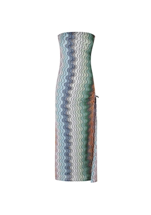 Missoni chevron-knit drawstring maxi dress - Blue