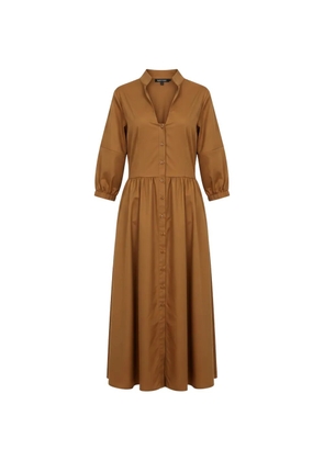 Black Label gathered-waist V-neck maxi dress - Brown