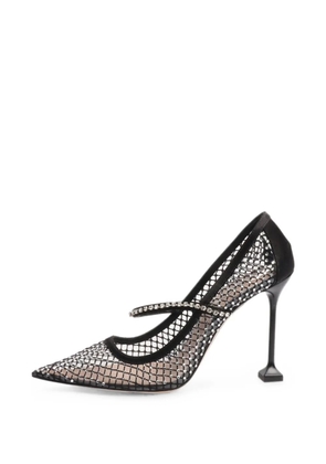 Miu Miu Pre-Owned crystal-embellished mesh pumps - Black