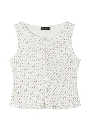 tout a coup floral-print ribbed top - White