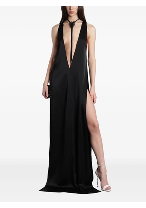 David Koma plunging V-neck side-slit dress - Black
