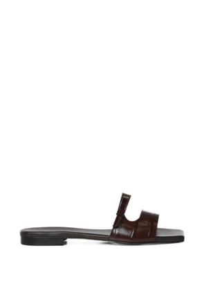 Giuliano Galiano Cocco croc-effect buckle-fastening sandals - Brown