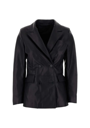 Santoro double-breasted leather blazer - Black