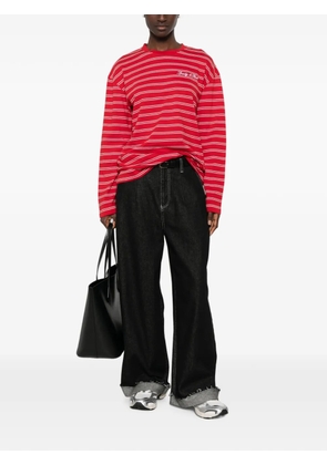 Sporty & Rich striped logo-embroidered long-sleeve cotton T-shirt