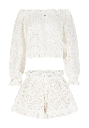 PARAMIDONNA Luna lace-trimmed beach set - White