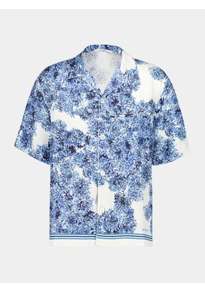 Givenchy Couture Seam pompom flower-print silk bowling shirt - Blue