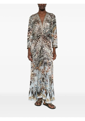 Camilla twist-front leopard-print V-neck silk maxi dress - Neutrals