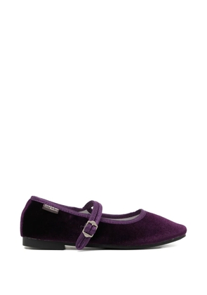 ROCKFISH velvet buckle-fastening ballet flats - Purple