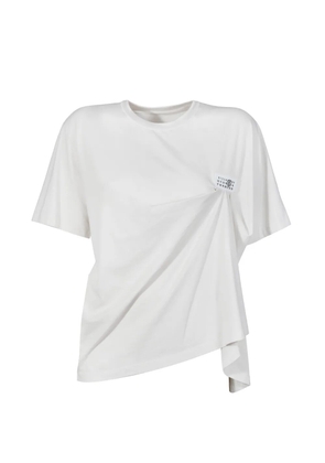 MM6 Maison Margiela logo-patch draped T-shirt - White