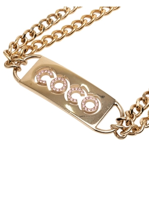 CHANEL Pre-Owned 2002 Gold Plated Strass Coco Plaque Double Chain belt