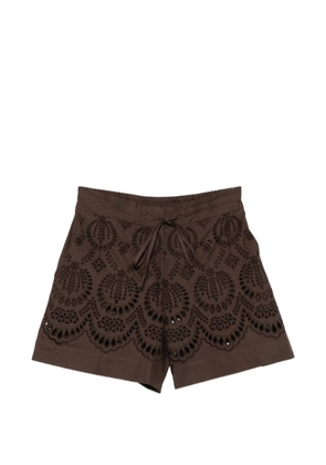 P.A.R.O.S.H. broderie-anglaise drawstring shorts - Brown