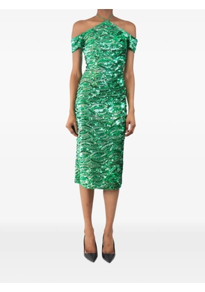 alice + olivia sequin-embellished midi dress - Green