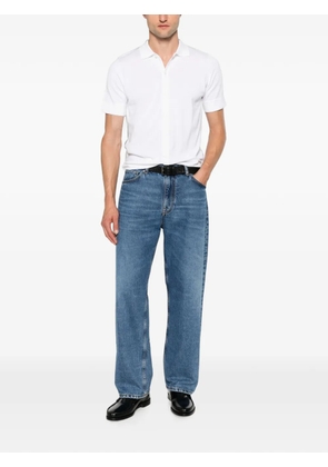Jeordie's button-down short-sleeve knitted cotton shirt - White