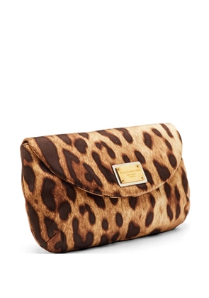 Dolce & Gabbana Pre-Owned leopard-print flap clutch bag - Neutrals