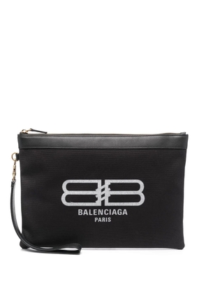 Balenciaga logo-print canvas pouch - Black