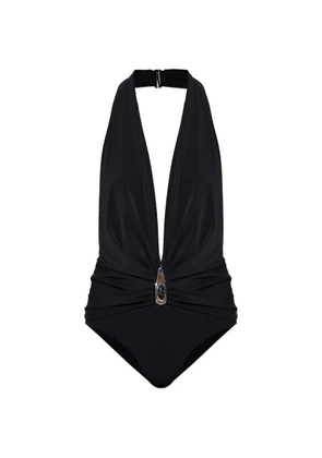 Christopher Esber stone-embellished ruched swimsuit - Black