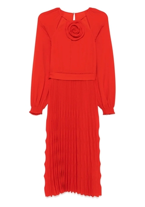 NISSA floral-detail pleated midi dress - Red