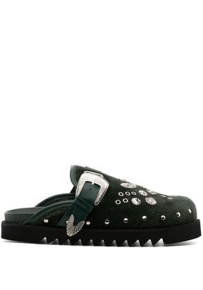 Toga Virilis eyelet metal mules - Green
