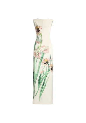 ERDEM Floral Duchess floral-print cowl-back maxi dress - White