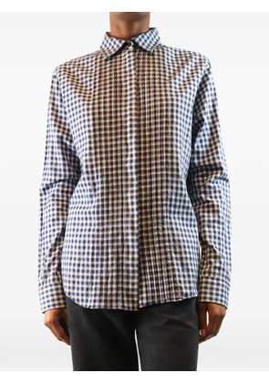 Loewe Pre-Owned check pleated shirt - Blue