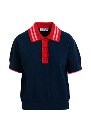 Essentiel Antwerp lace-trimmed strawberry-button polo top - Blue