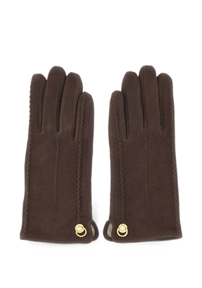GIANNI CHIARINI logo-rivet suede gloves - Brown